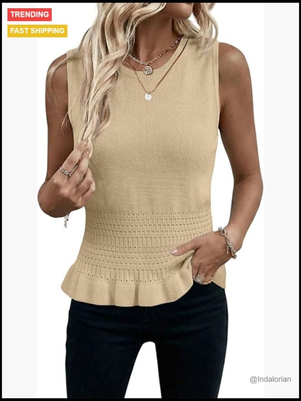 Crochet Sweater Vest Crewneck Tank Tops Beach Cover Up Spring Summer